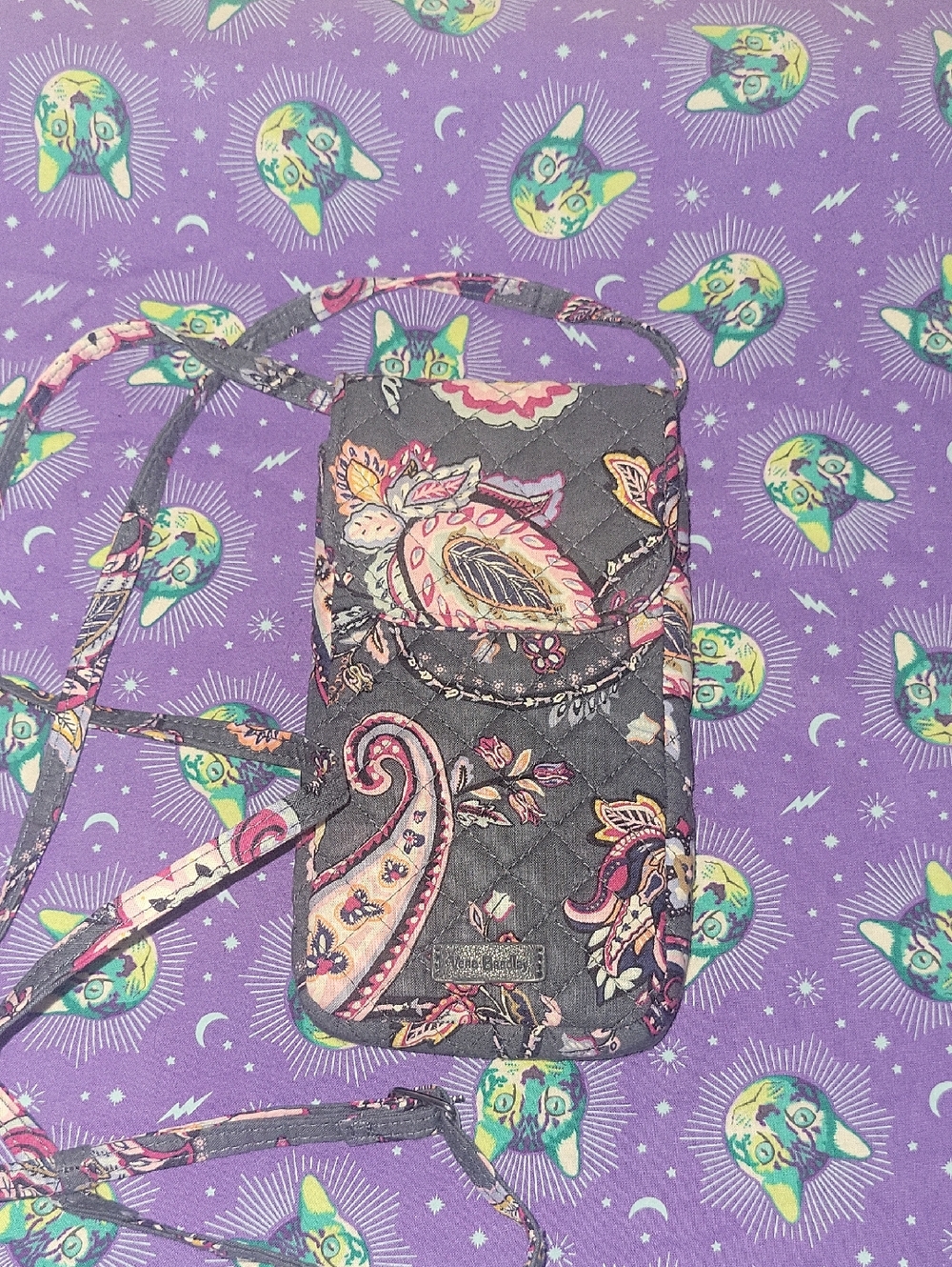 NWOT Vera Bradley Quilted Bag with Dark Blue, Pink and Purple Floral Print